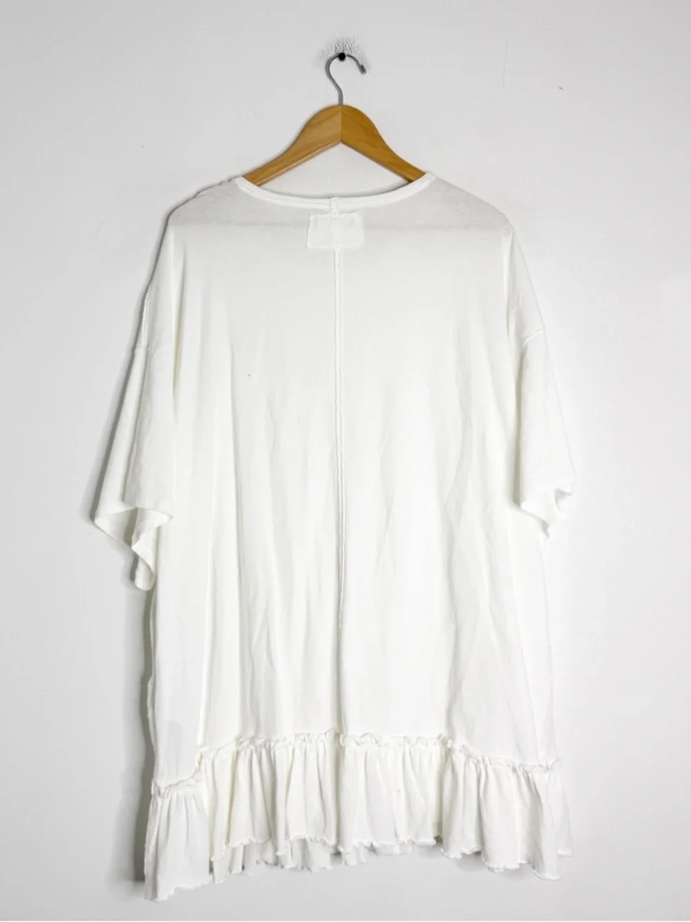 Free People We The Free Why Yes Dress White Mini Ruffle Hem Oversized XL - Picture 7 of 8